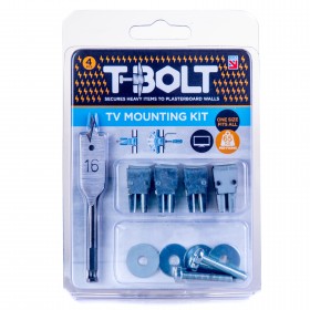 T-Bolt Plasterboard Fixing TV Mounting Kit 4 Pack 65kg Per Fixing One Size Fits All